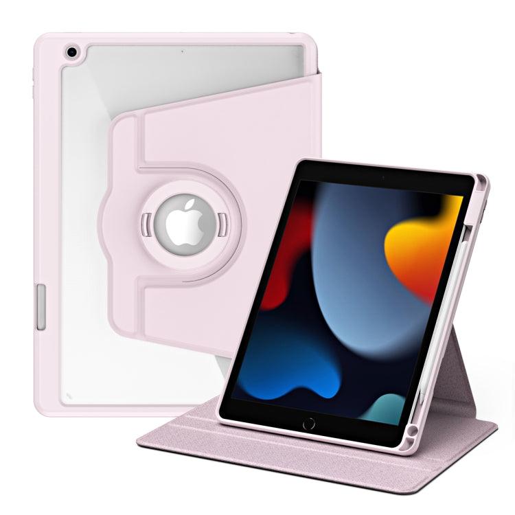 Apple iPad 10.2 2021 2020 2019 Acrylic 360 Rotation Detachable Leather Tablet Case Cover (Sand Pink)