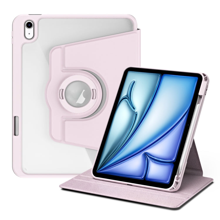 Apple iPad Air 11 2024 Acrylic 360 Rotation Detachable Leather Tablet Case Cover (Sand Pink)