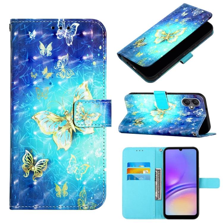 Samsung Galaxy A05 3D Painting Horizontal Flip Leather Phone Case Cover (Golden Butterfly)