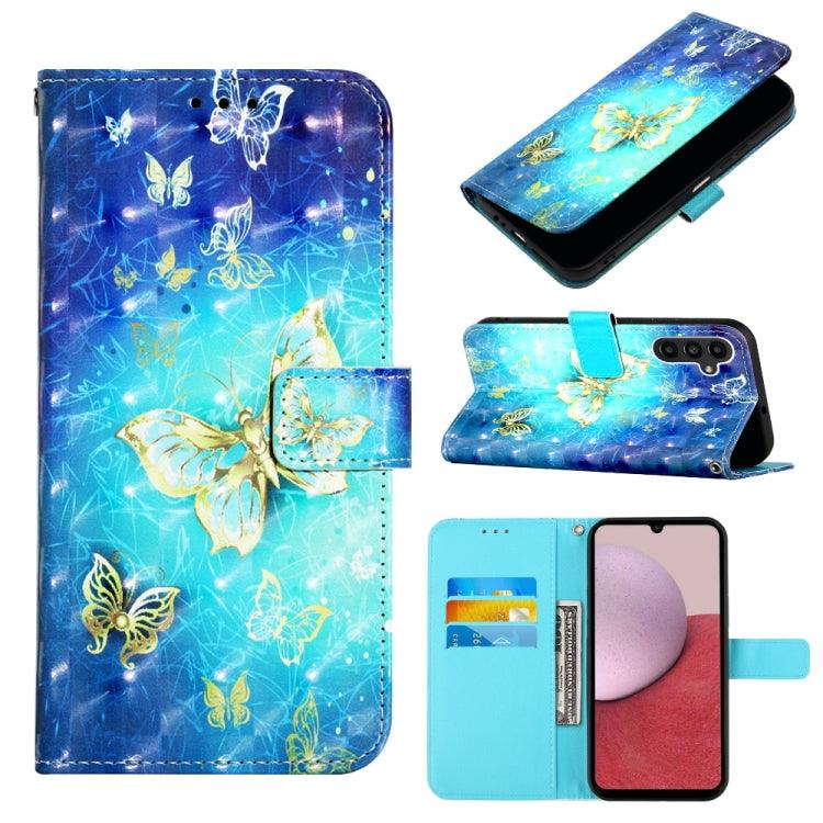 Samsung Galaxy A05s 3D Painting Horizontal Flip Leather Phone Case Cover (Golden Butterfly)
