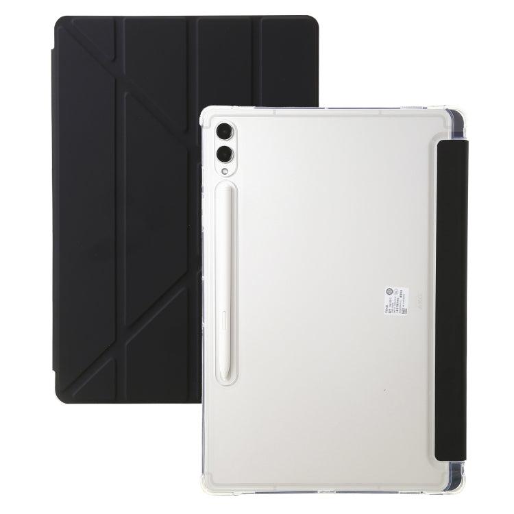Samsung Galaxy Tab S9 Clear Acrylic Deformation Leather Tablet Case Cover (Black)