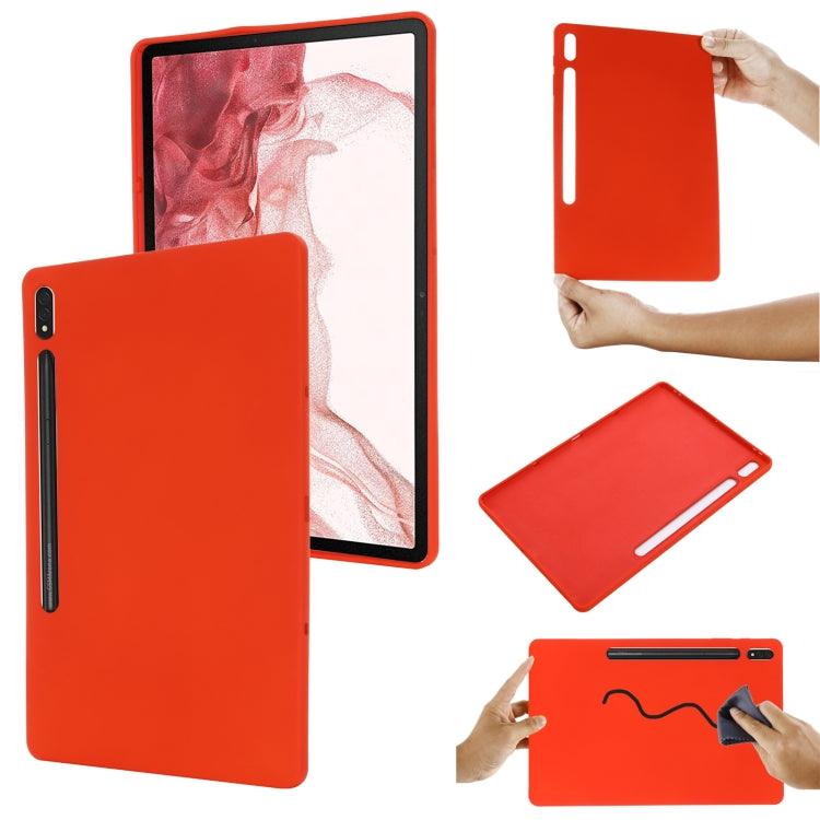 Samsung Galaxy Tab S9 FE+ Pure Color Liquid Silicone Shockproof Tablet Case Cover (Red)