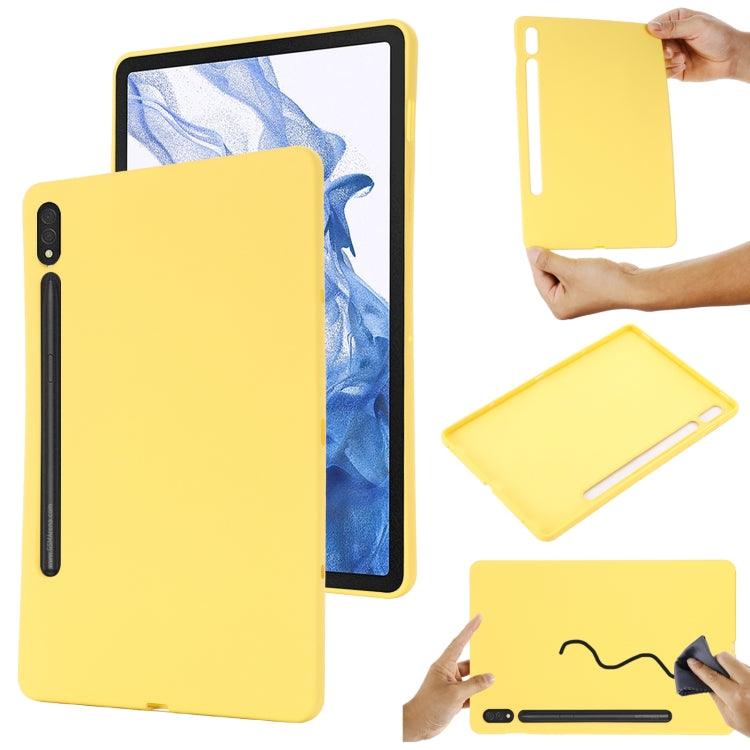 Samsung Galaxy Tab S9 Pure Color Liquid Silicone Shockproof Tablet Case Cover (Yellow)