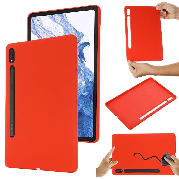 Samsung Galaxy Tab S9 Pure Color Liquid Silicone Shockproof Tablet Case Cover (Red)