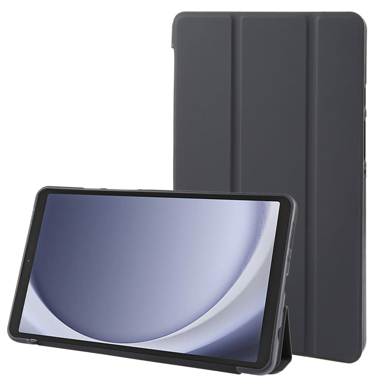 Samsung Galaxy Tab A9 Tri-fold Holder Flip Horizontal Flip TPU Leather Tablet Case (Black)