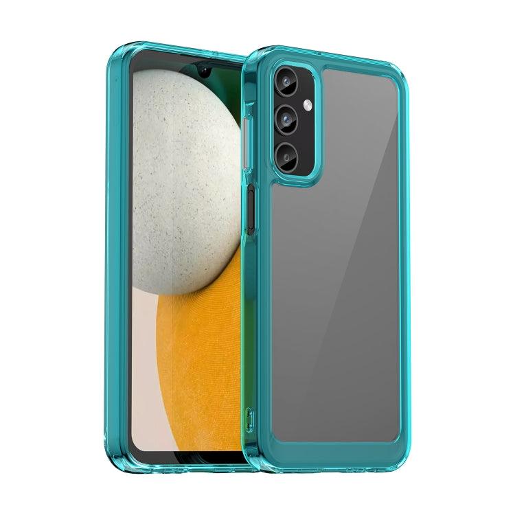 Samsung Galaxy A05s Colorful Series Acrylic Hybrid TPU Phone Case Cover (Transparent Blue)