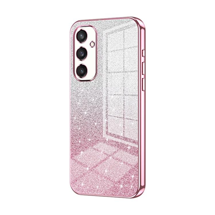 Samsung Galaxy S24+ 5G Gradient Glitter Powder Electroplated Phone Case Cover (Pink)