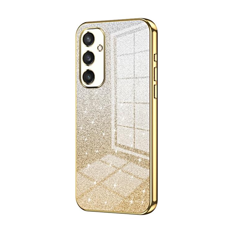 Samsung Galaxy S24+ 5G Gradient Glitter Powder Electroplated Phone Case Cover (Gold)