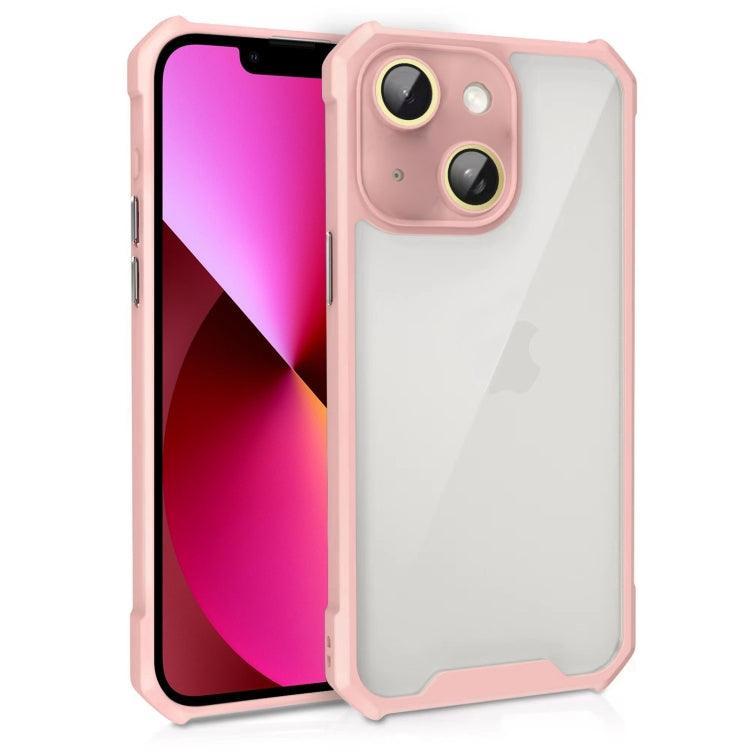 Apple iPhone 13 Shockproof Acrylic Phone Case Cover with Lens Glass Film (Pink)