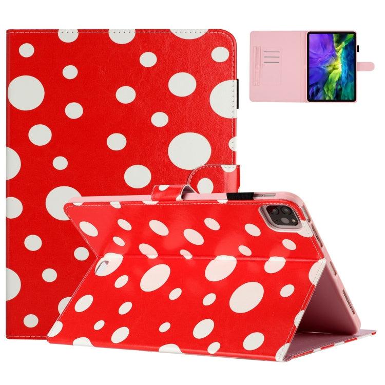 Apple iPad 10th Gen 10.9 2022 Dot Pattern Leather Smart Tablet Case Cover (Red White)