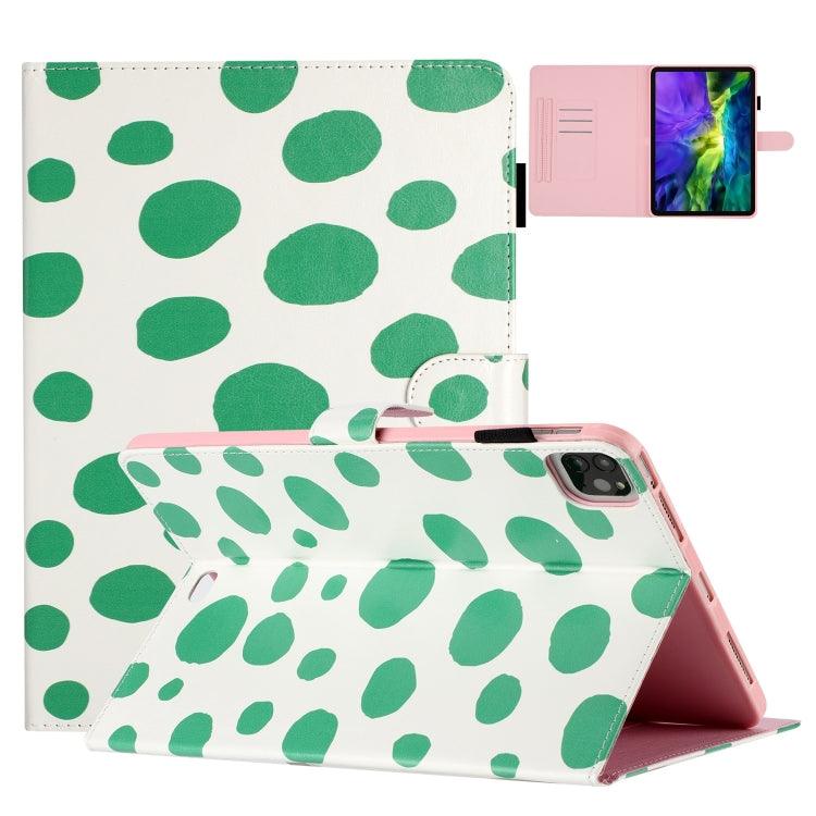 Apple iPad 10th Gen 10.9 2022 Dot Pattern Leather Smart Tablet Case Cover (White Green Dot)