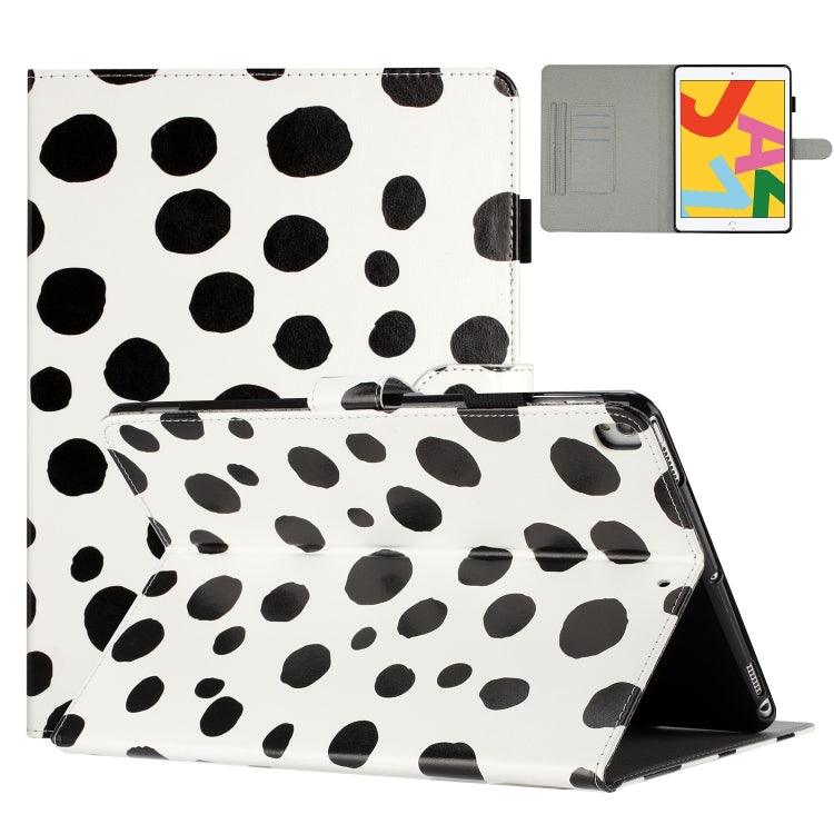 Apple iPad 10.2 2021 / 2020 / 10.5 2019 Dot Pattern Leather Smart Tablet Case Cover (White Black)