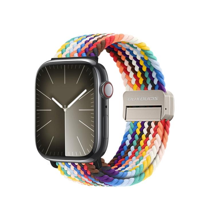 Apple Watch Ultra 2, Ultra 1, Series 9, 8, 7, 6, SE, 49mm, 45mm, 44mm, 42mm DUX DUCIS Mixture Pro Series Magnetic Buckle Nylon Braid Watch Band (Rainbow)