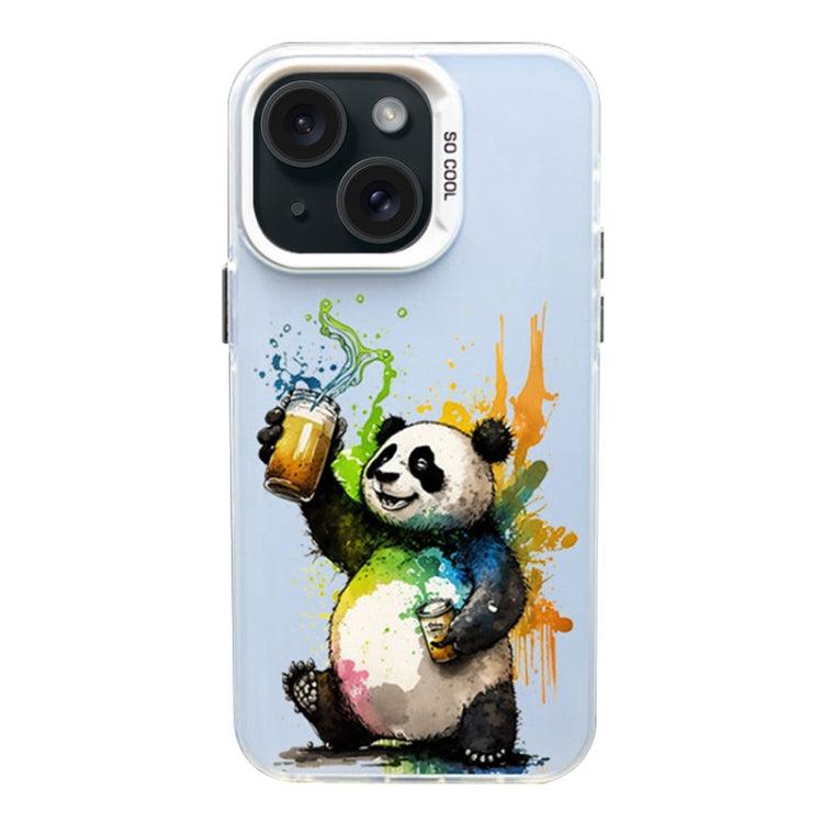 Apple iPhone 15 Color Ink Frosted PC+TPU Phone Case Cover (Toast Panda)