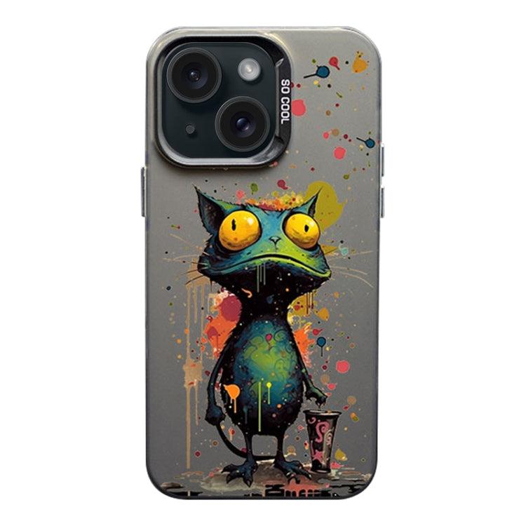 Apple iPhone 15 Color Ink Frosted PC+TPU Phone Case Cover (Frog)