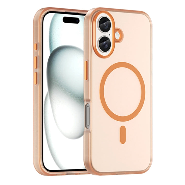 Apple iPhone 16 MagSafe Frosted Translucent TPU + PC Full Coverage Phone Case Cover (Orange)