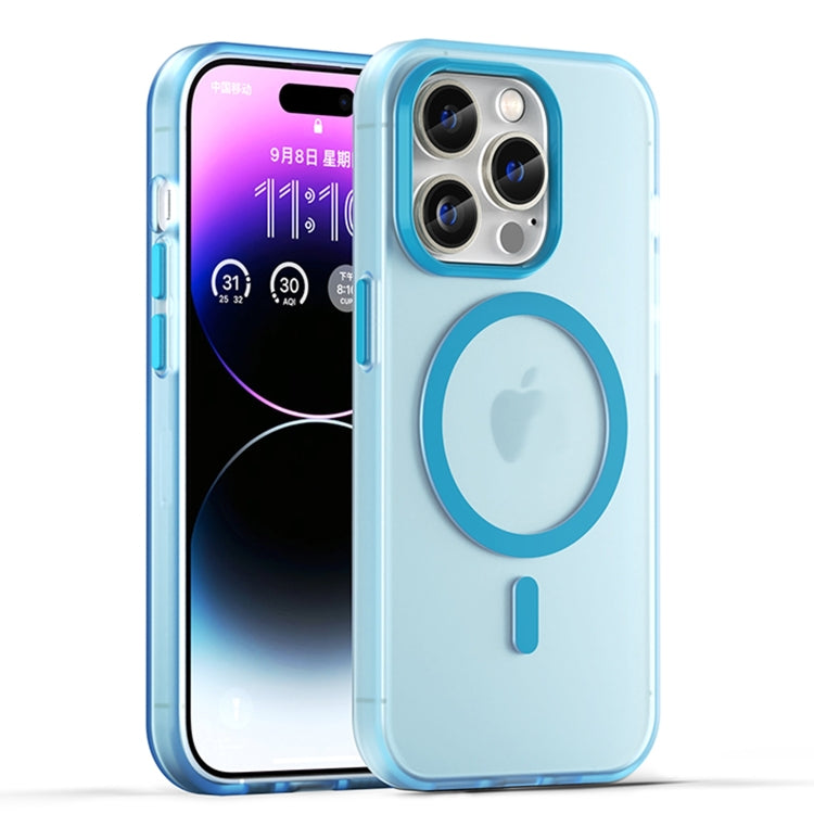 Apple iPhone 16 Pro Max MagSafe Frosted Translucent TPU + PC Full Coverage Phone Case Cover (Blue)