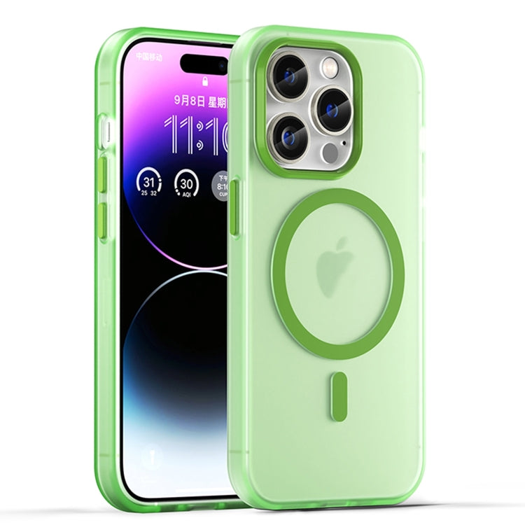 Apple iPhone 16 Pro Max MagSafe Frosted Translucent TPU + PC Full Coverage Phone Case Cover (Green)