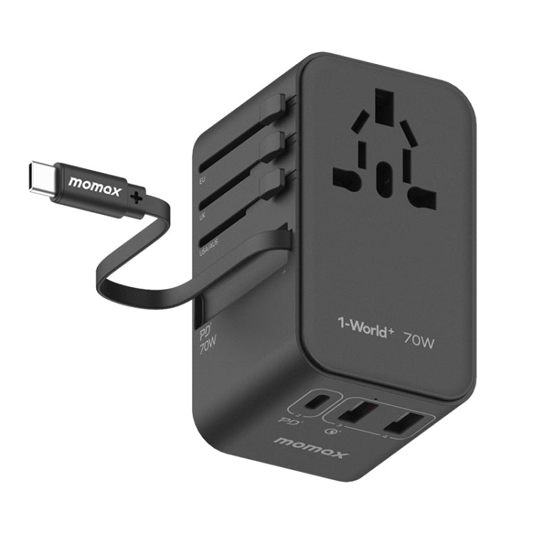 MOMAX 1-World+ 70W GaN Global Conversion Socket Power Adapter - Black