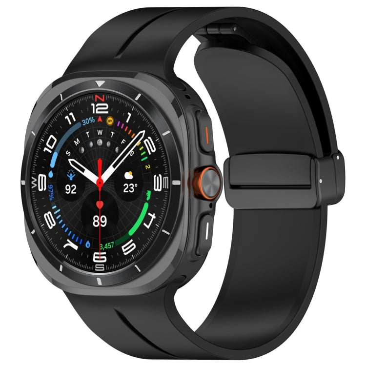 Samsung Galaxy Watch Ultra 47mm Magnetic Folding Buckle Silicone Watch Band (Black)