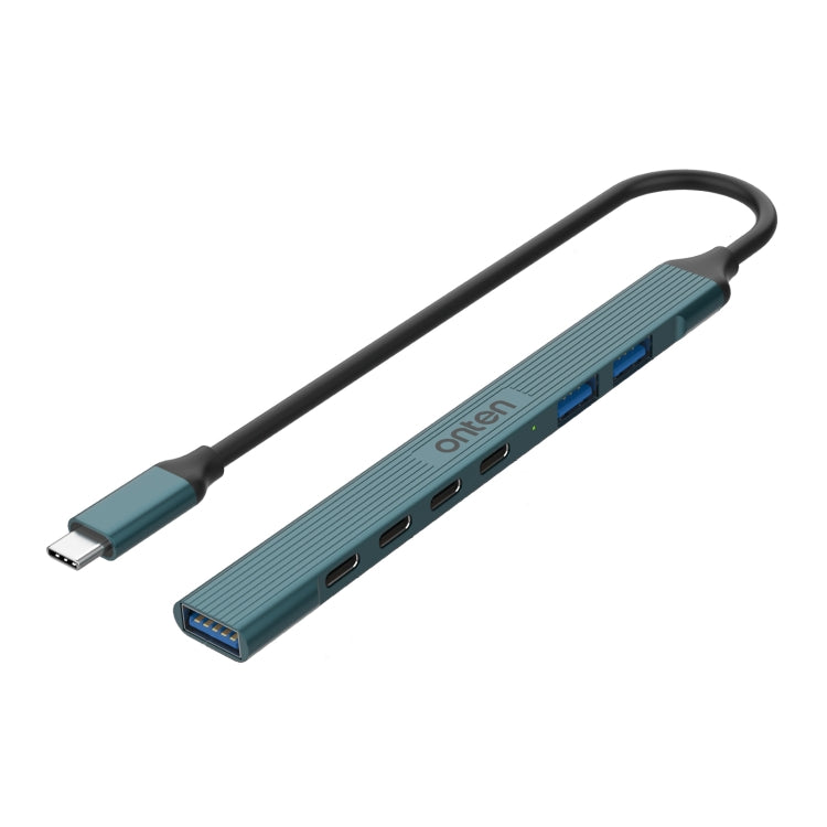 Onten 7 in 1 USB-C / Type-C to USB3.0 + USB2.0x2 + Type-Cx4 HUB Docking Station (Pine Green)