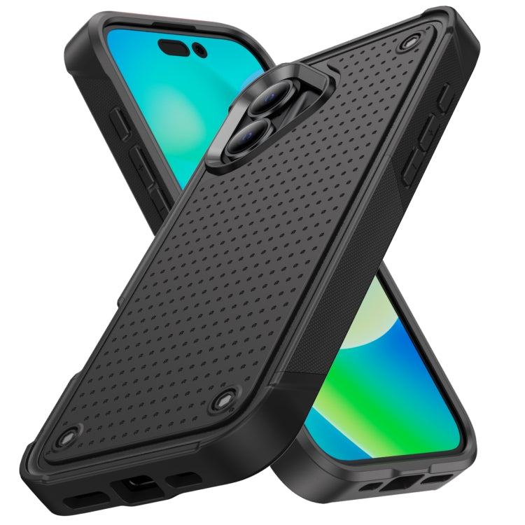 Apple iPhone 16 Plus PC + TPU Shockproof Protective Phone Case Cover (Black+Black)