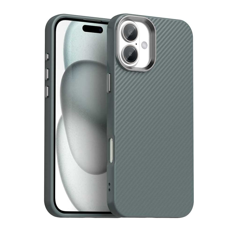 Apple iPhone 16 Carbon Fiber Series IMD Phone Case Cover - Grey