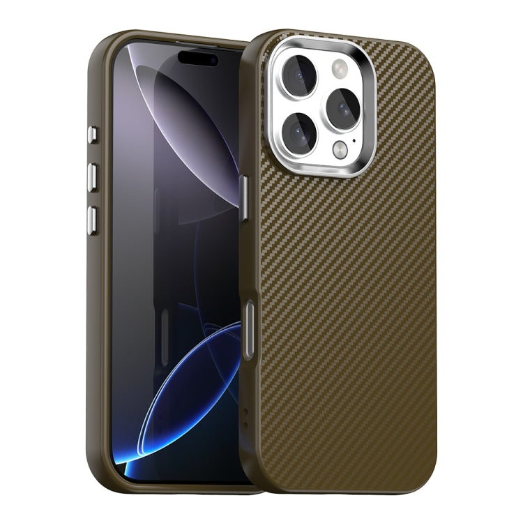 Apple iPhone 16 Pro Max Carbon Fiber Series IMD Phone Case Cover - Brown