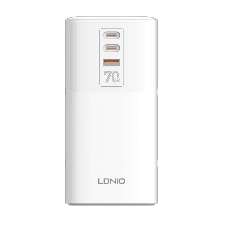 LDNIO 70W Desktop Multi-function GaN Desktop Charger 2AC, 1U, 2C with 1 Socket, Plug:UK Plug (White)