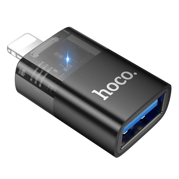 hoco 8 Pin Male to USB Female OTG Transparent Adapter (Black)