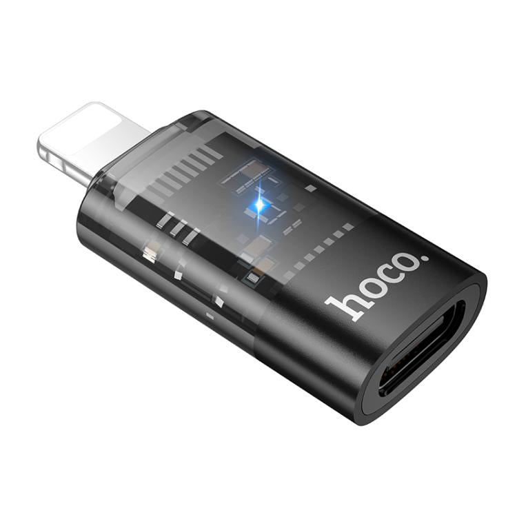 hoco 8 Pin Male to USB-C / Type-C Female OTG Transparent Adapter (Black)
