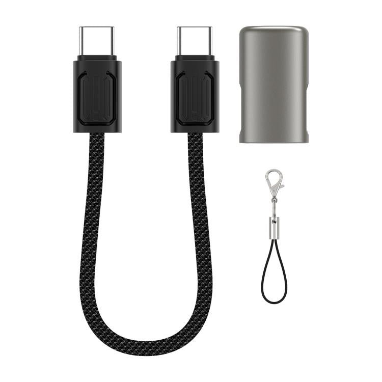 WIWU Concise Series 60W Type-C to Type-C Zinc Alloy Lanyard Braided Fast Charging Data Cable, Length: 15cm (Tarnish)