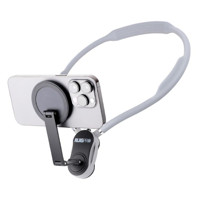 RUIGPRO Magnetic Neck Mount Anti-shake Phone Stand Bracket (Grey)