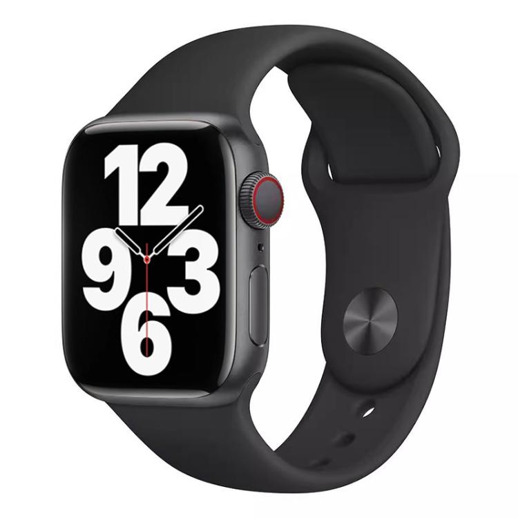 Apple Watch Solid Color Silicone Sports Band - Black for 42mm, 41mm, 40mm, 38mm