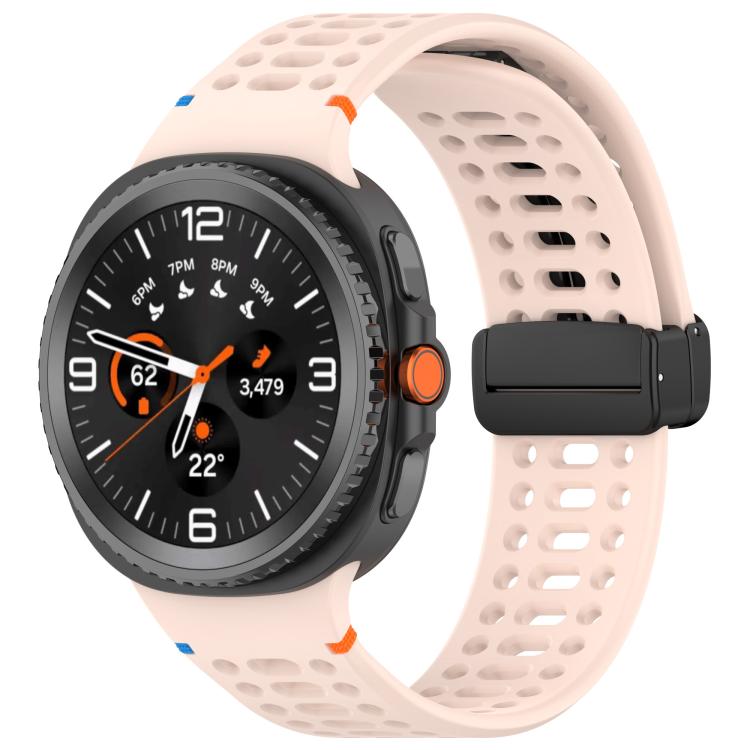 Samsung Galaxy Watch8 / Watch8 Classic xDfind Magnetic Black Buckle Silicone Watch Band (Pink)