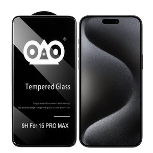 Two phone screen protectors with a brand logo on a white background