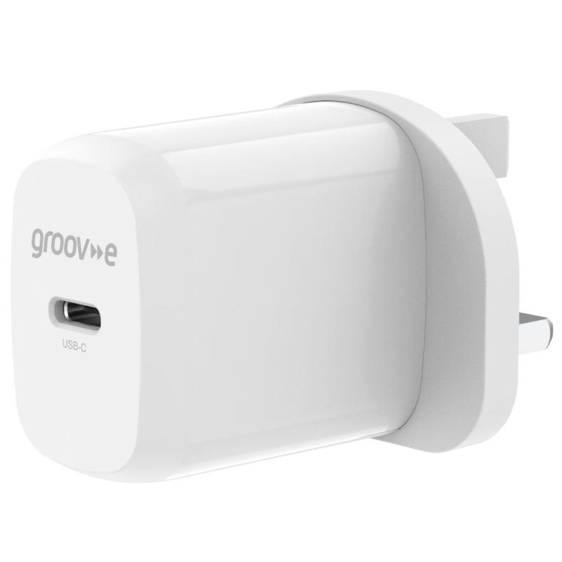 Groov-e USB-C 20W Wall Charger with Power Delivery - White