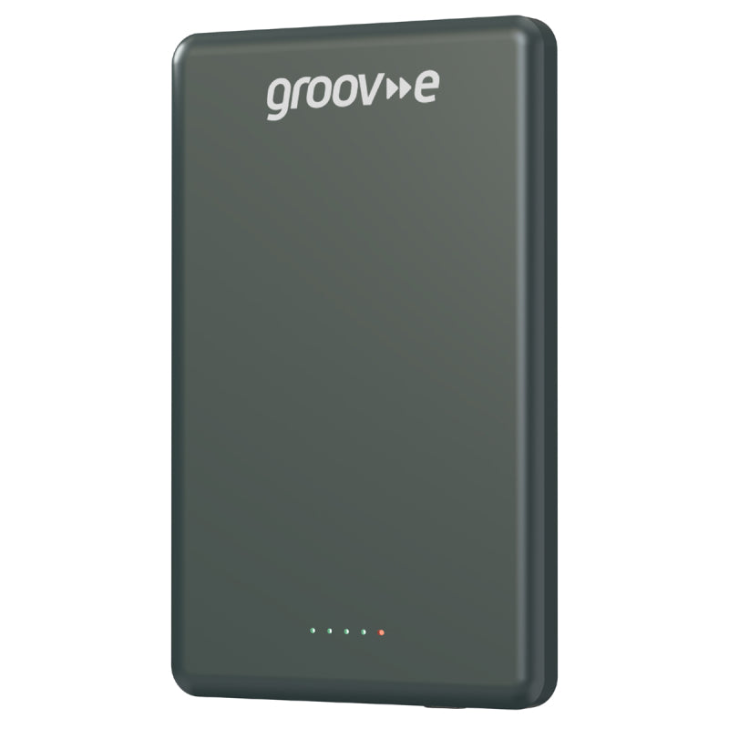 Groov-e Power Bank 5,000mAh Portable Magnetic Wireless Charger - Silver