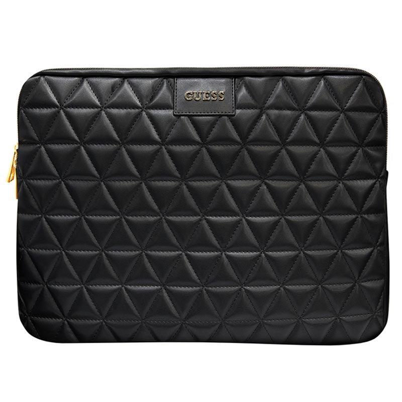 Guess Quilted Universal Laptop Case Cover Sleeve 13 inch Black Compatible with MacBook Pro 13" / MacBook Air 13" and 13" Notebook