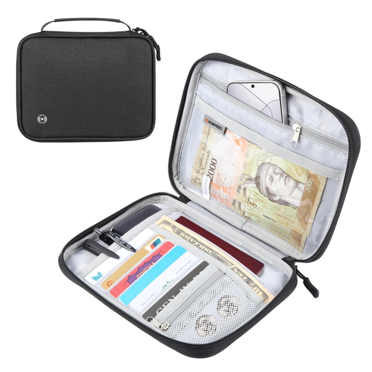 HAWEEL Passport Wallet Document Organizer Credit Cards Case Cover Bag with Handle (Black)