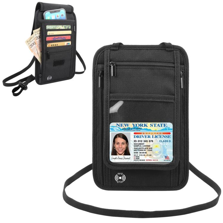 HAWEEL Neck Passport Wallet Bag Document Organizer Credit Cards Case Cover Bag (Black)
