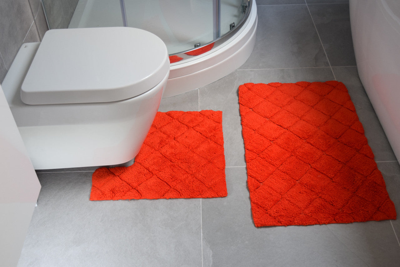 2 Piece Kyra Bath Mats Set Cotton Chilli