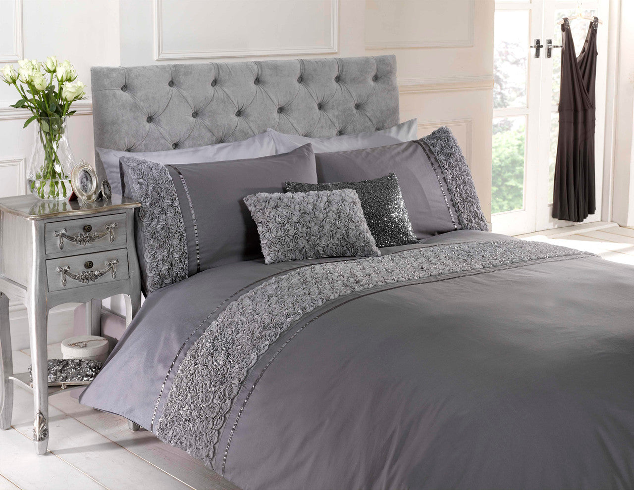 Limoges Duvet Set Single Grey