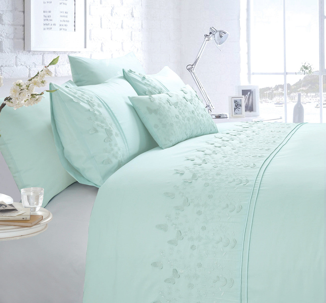 Papillon Duvet Set Super King Duck Egg