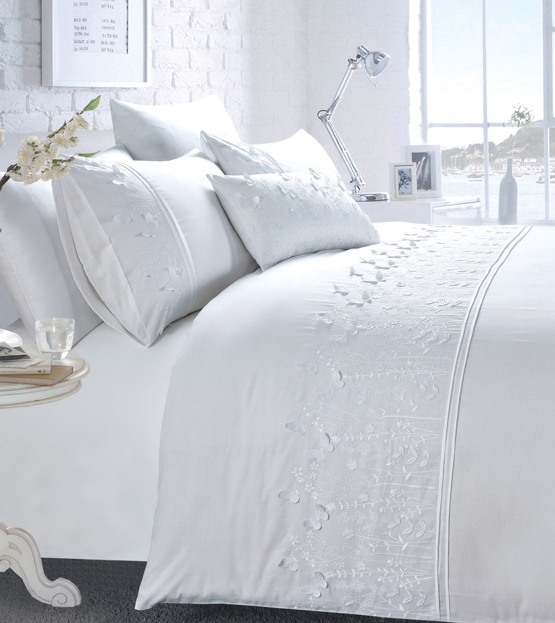 Papillon Duvet Set Single White