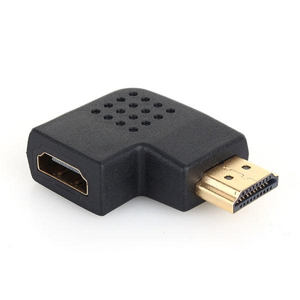 Gold Plated HDMI 19 Pin Male to HDMI 19 Pin Female Adaptor with 90 Degree Angle (Black)
