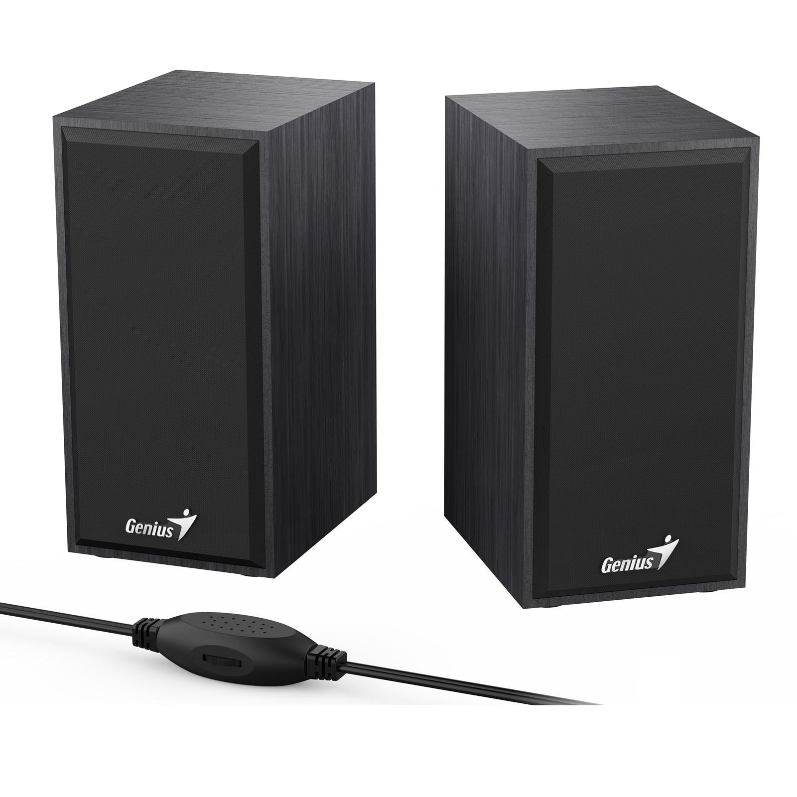 Genius 2.0 Desktop Speakers, Stereo Sound, USB Powered Plug and Play, 6w, 3.5mm with Volume Control, Black Wood