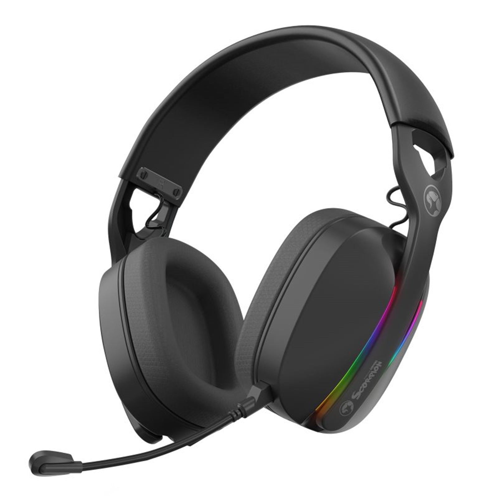 Marvo Scorpion Gaming Headphones, Tri-Mode Connection, 2.4GHz Wireless, BT 5.3 or Wired, Stereo Sound, RGB - PC, Android, MAC OS, iOS, PS4, PS5 and Switch Compatible, 40mm Audio Drivers, Omnidirectional Mic