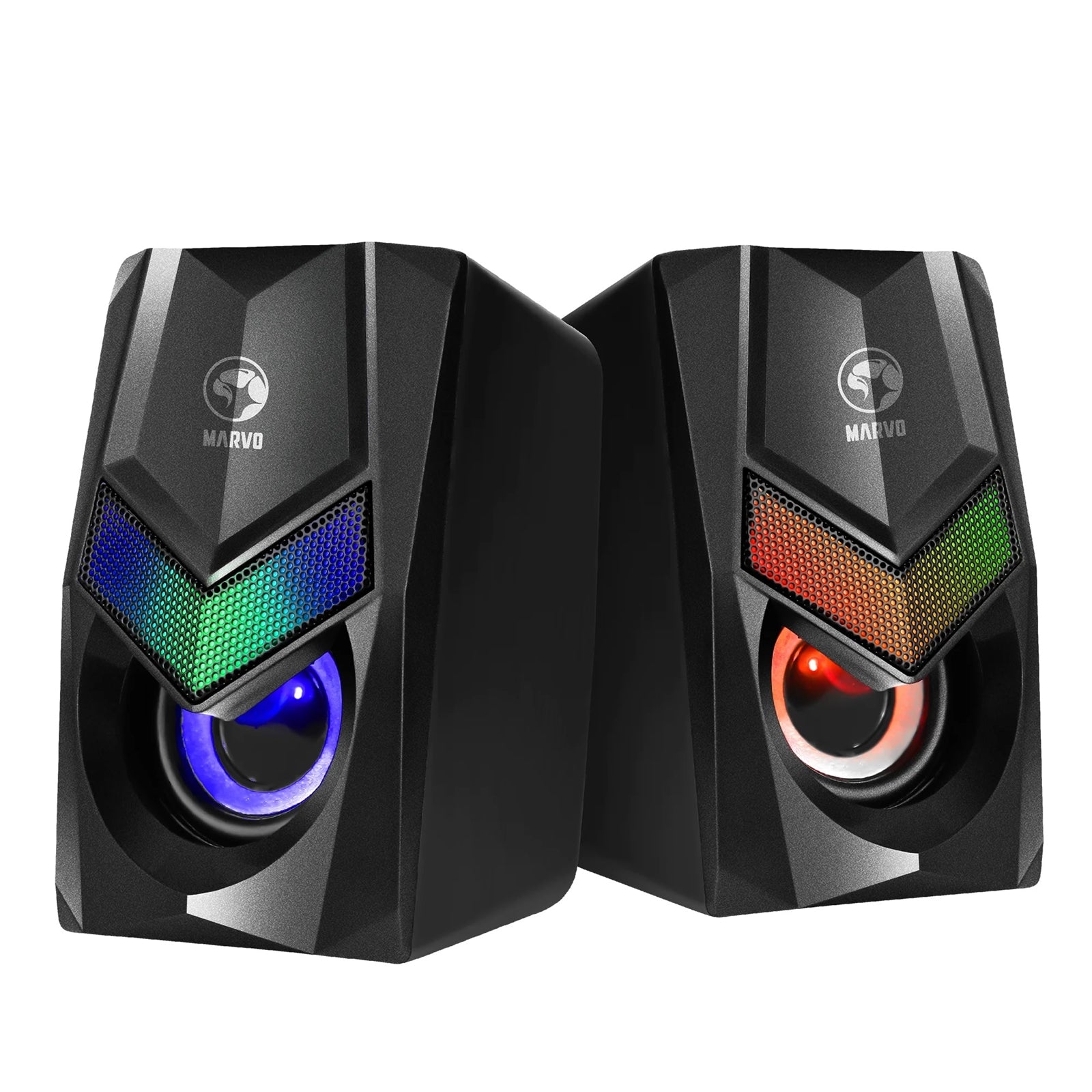 Marvo Scorpion Gaming Speakers, Stereo Sound, USB Powered, 7 Colour RGB Lighting, 6w, 3.5mm Input, Black