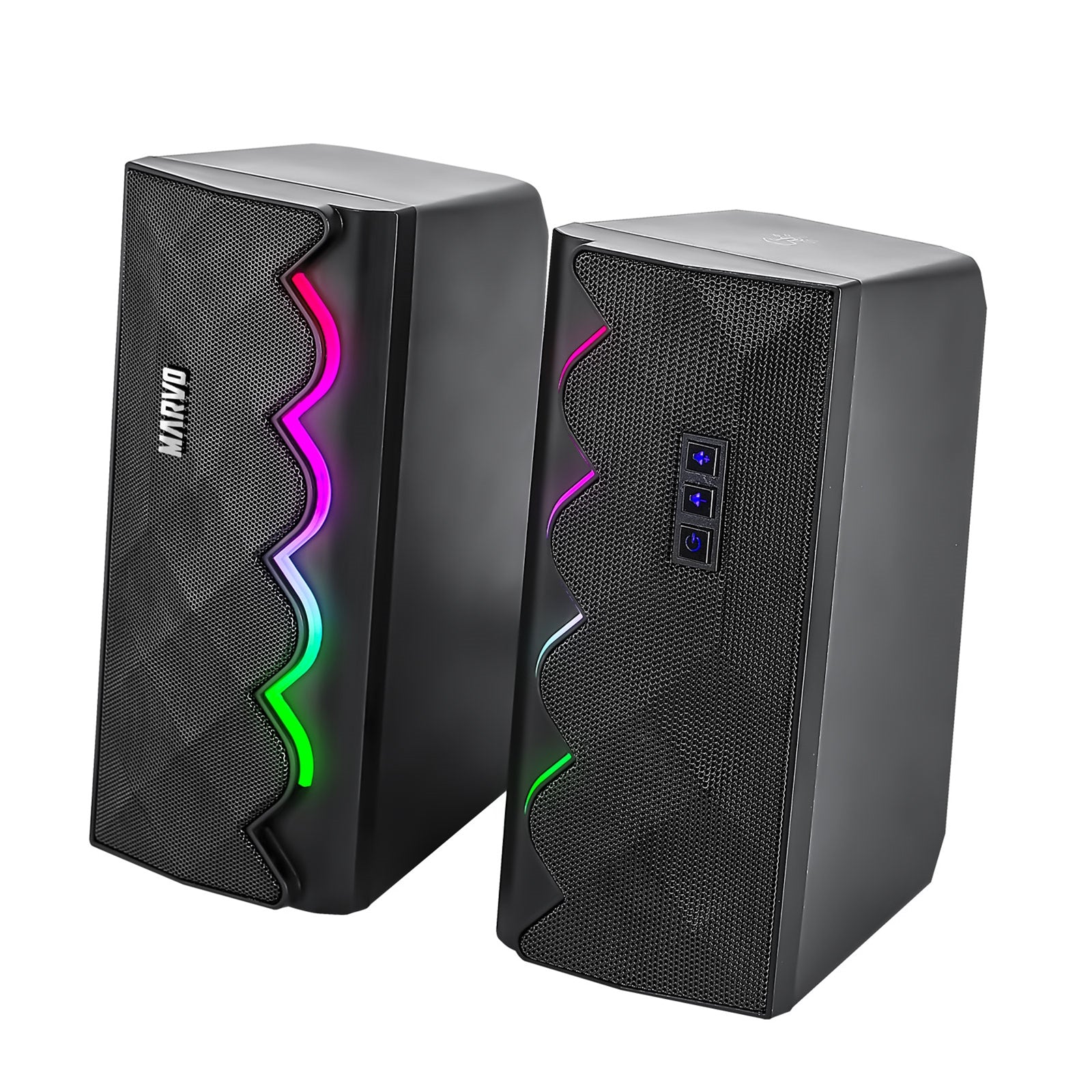 Marvo Scorpion Bluetooth Gaming Speakers, Stereo Sound, USB Powered, Connect Wired or Bluetooth, Touch Control RGB Lighting with 6 Modes, 6W, Black
